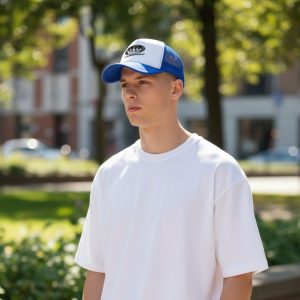 40. Kardaanikunkku - Retro Snapback Trucker-lippis valko sininen